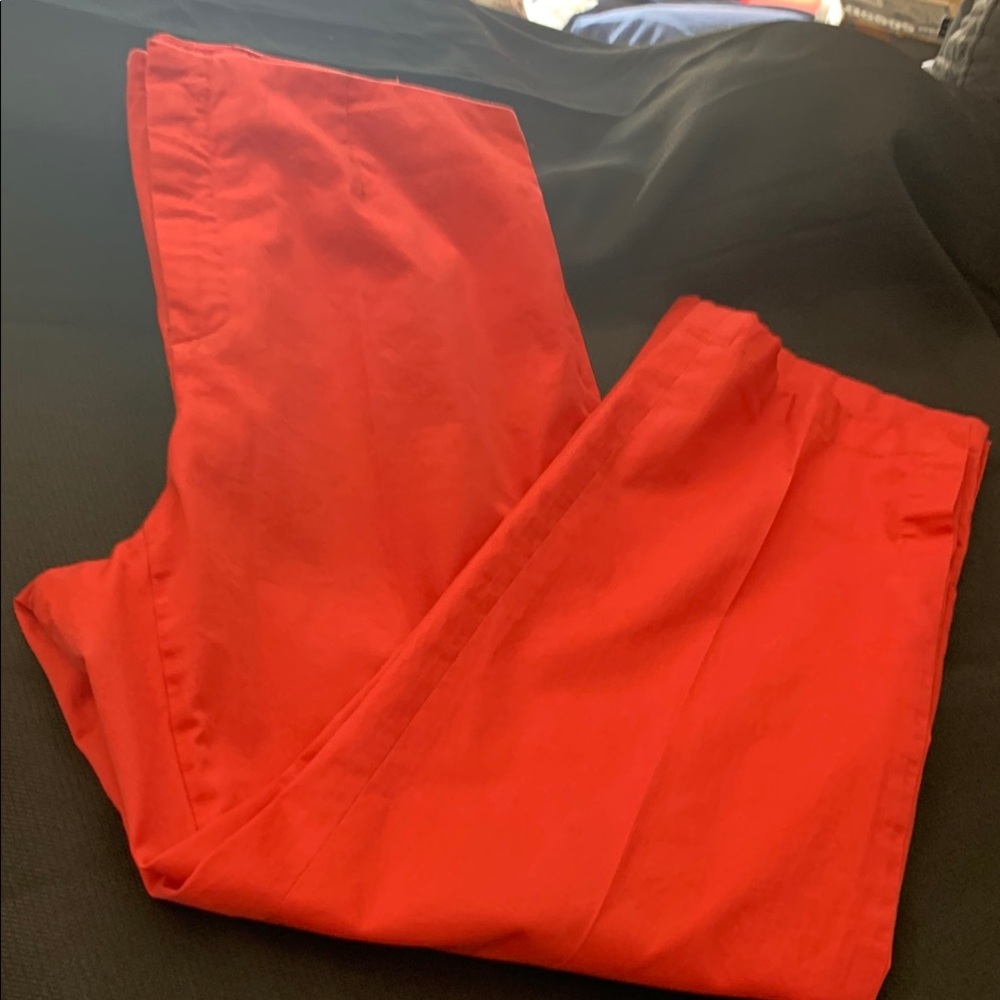 Bold Red Ankle Pants with Relaxed Fit and Smooth Finish